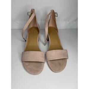 Mari A. Mattie Blush Pink Fabric Block Heel Ankle Strap Sandals Women’s 8.5 M